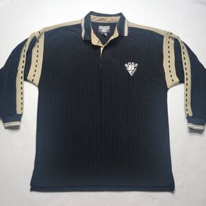 Vintage BOSS Polo Shirt Men's XL Black Pullover Long Sleeve Soft Velour Hip Hop